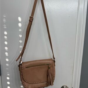 Moda Luxe Brown Crossbody Bag with Tassel